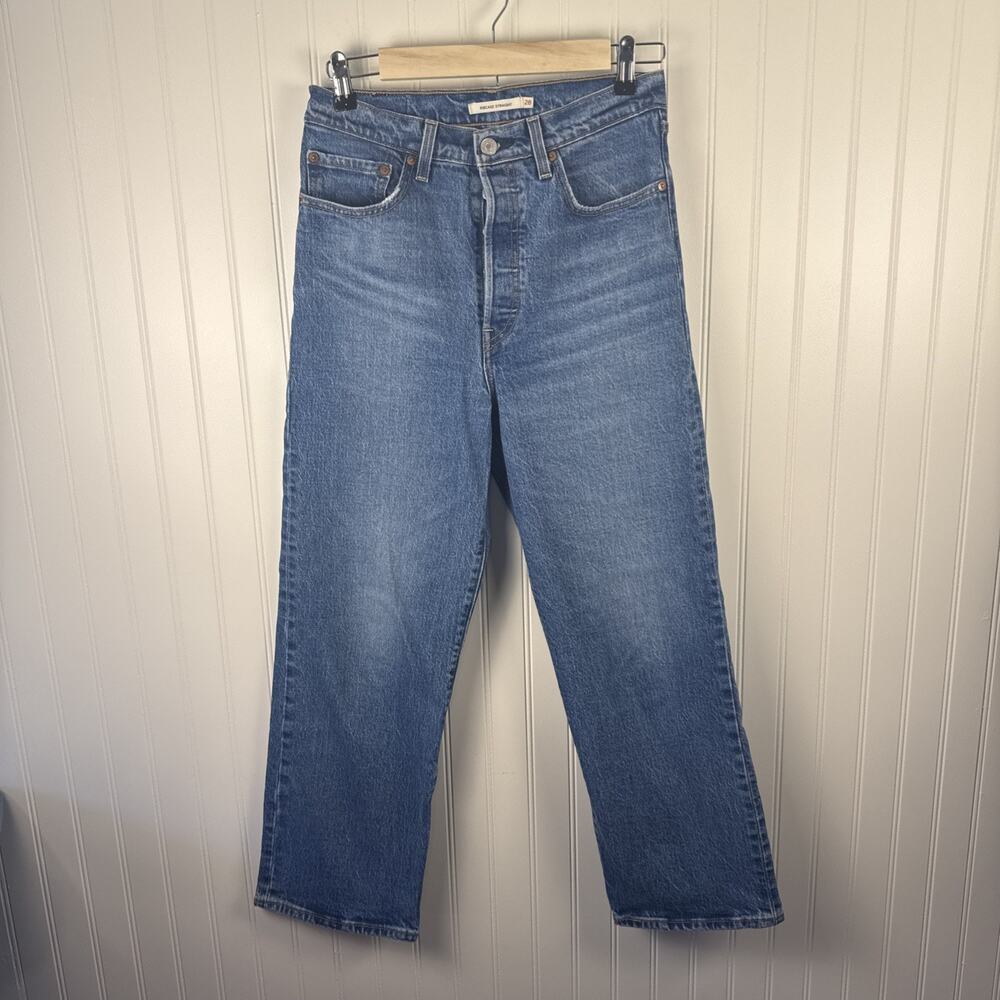 Levi’s Women’s Ribcage Straight Ankle Button Fly Jeans Blue Size 28x27 Retro